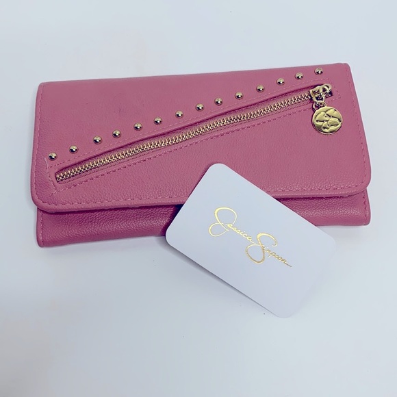 Jessica Simpson Handbags - Jessica Simpson | Pink Sleek Gold Accented Wallet | Card Holder Money Pouch